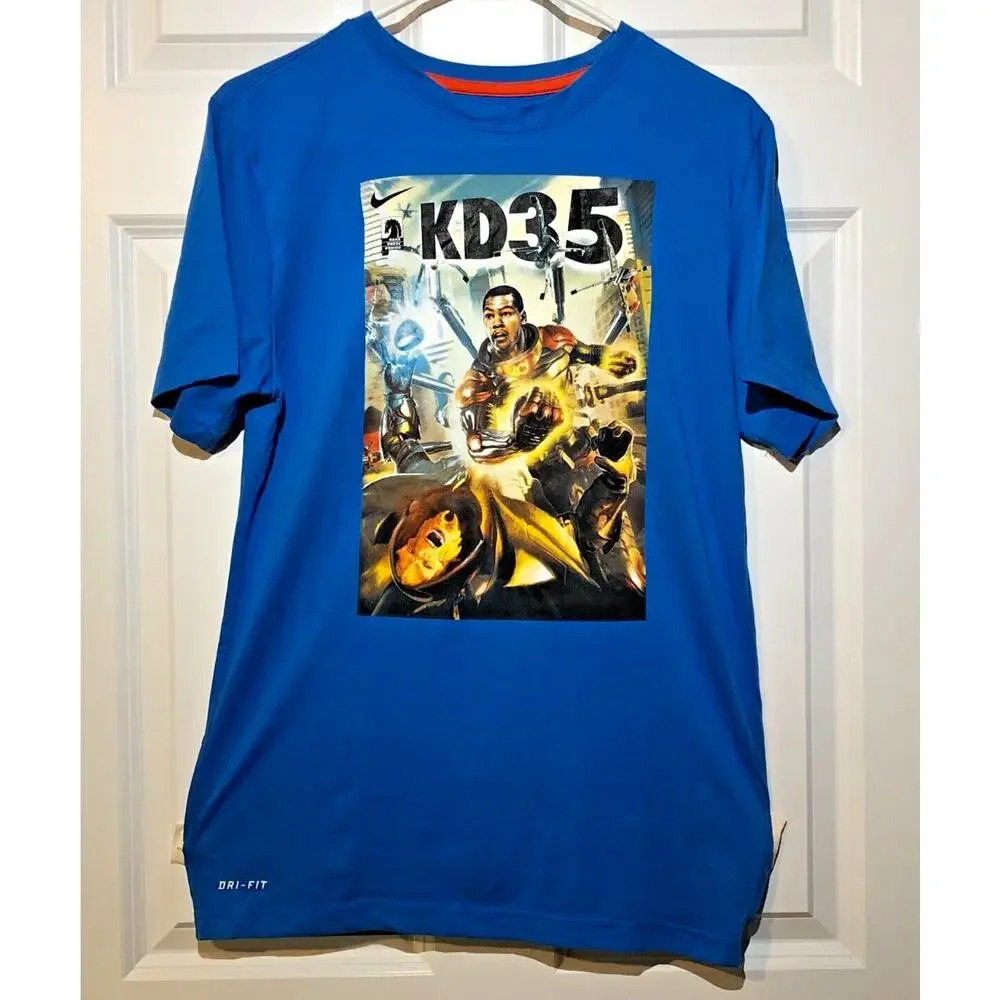 Nike Dri-Fit KD35 HERO Short Sleeve Crew Neck T-SHIRT Blue Men's Size Small